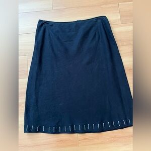 VINTAGE Black-Grey Midi 100% Linen Pencil Skirt, 90s, WilliSmith brand, size 12